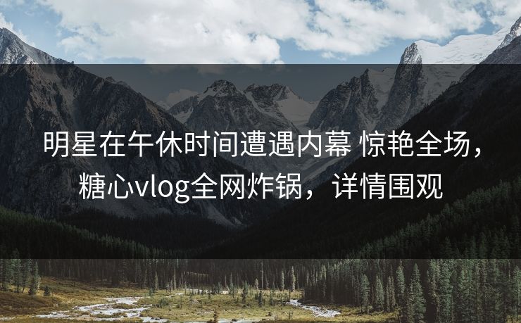 明星在午休时间遭遇内幕 惊艳全场,糖心vlog全网炸锅,详情围观