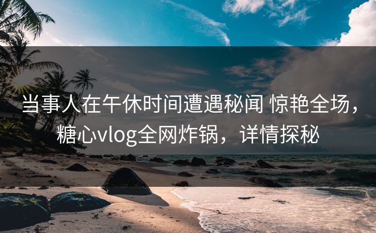当事人在午休时间遭遇秘闻 惊艳全场,糖心vlog全网炸锅,详情探秘